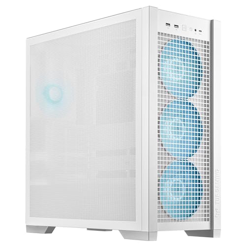 White ATX Mid-Tower PC Case with Four 140 mm ARGB Fans and Interchangeable Tempered Glass or Mesh Side Panels S6894
