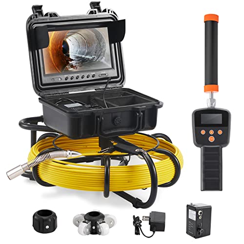 9" Pipeline Inspection Camera with 512Hz Locator, 165 ft, IP68, 12 Adjustable LEDs, 16 GB SD Card Y90385