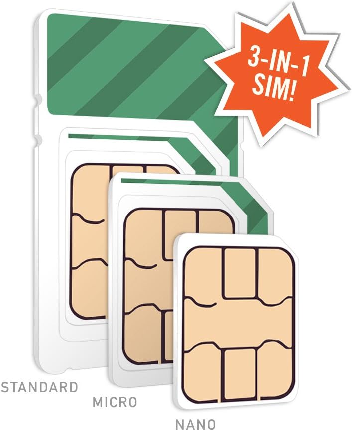 10GB 5G ? 4G LTE Data Wireless Plan with 3-in-1 GSM SIM Card B820