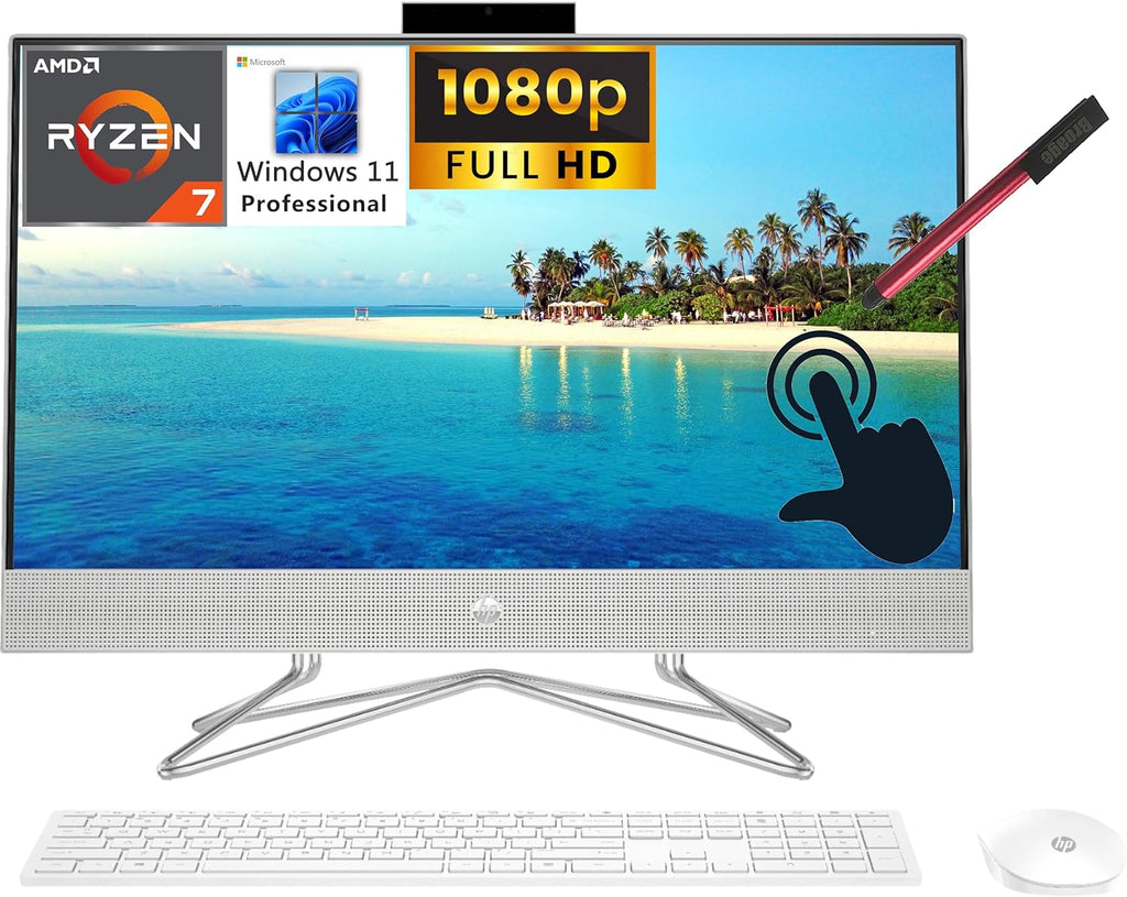 27" Touchscreen FHD All-in-One Desktop Computer, Octa-Core AMD Ryzen 7 5700U, 32GB DDR4 RAM, 1TB PCIe SSD, Windows 11 Pro R3926