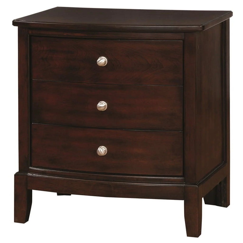 Brown Cherry Wood 3-Drawer Nightstand L89471