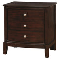 Brown Cherry Wood 3-Drawer Nightstand L89471