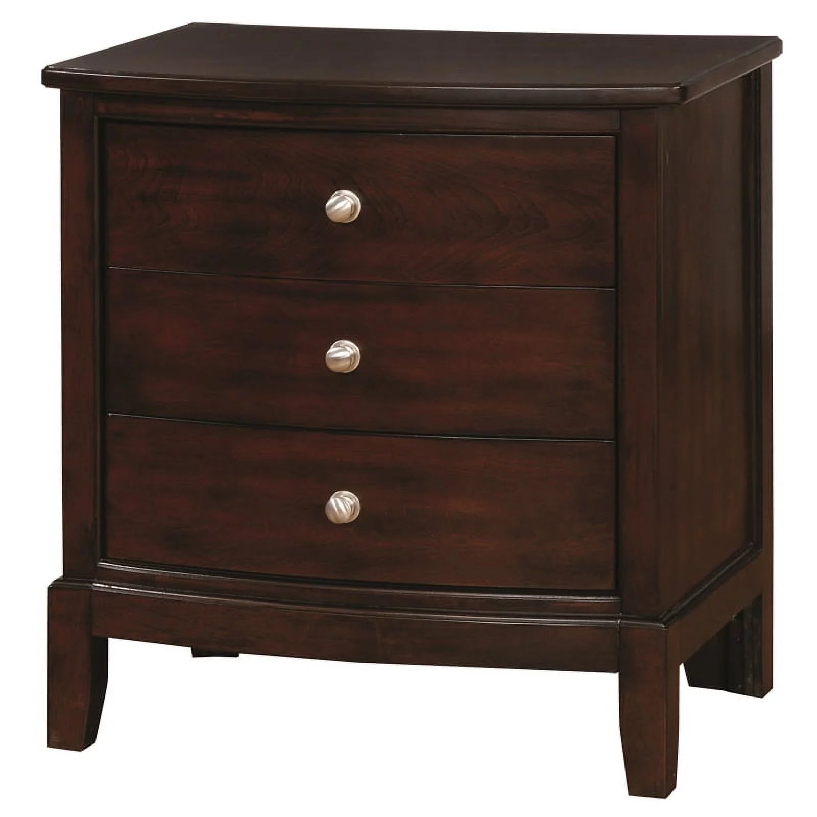 Brown Cherry Wood 3-Drawer Nightstand L89471