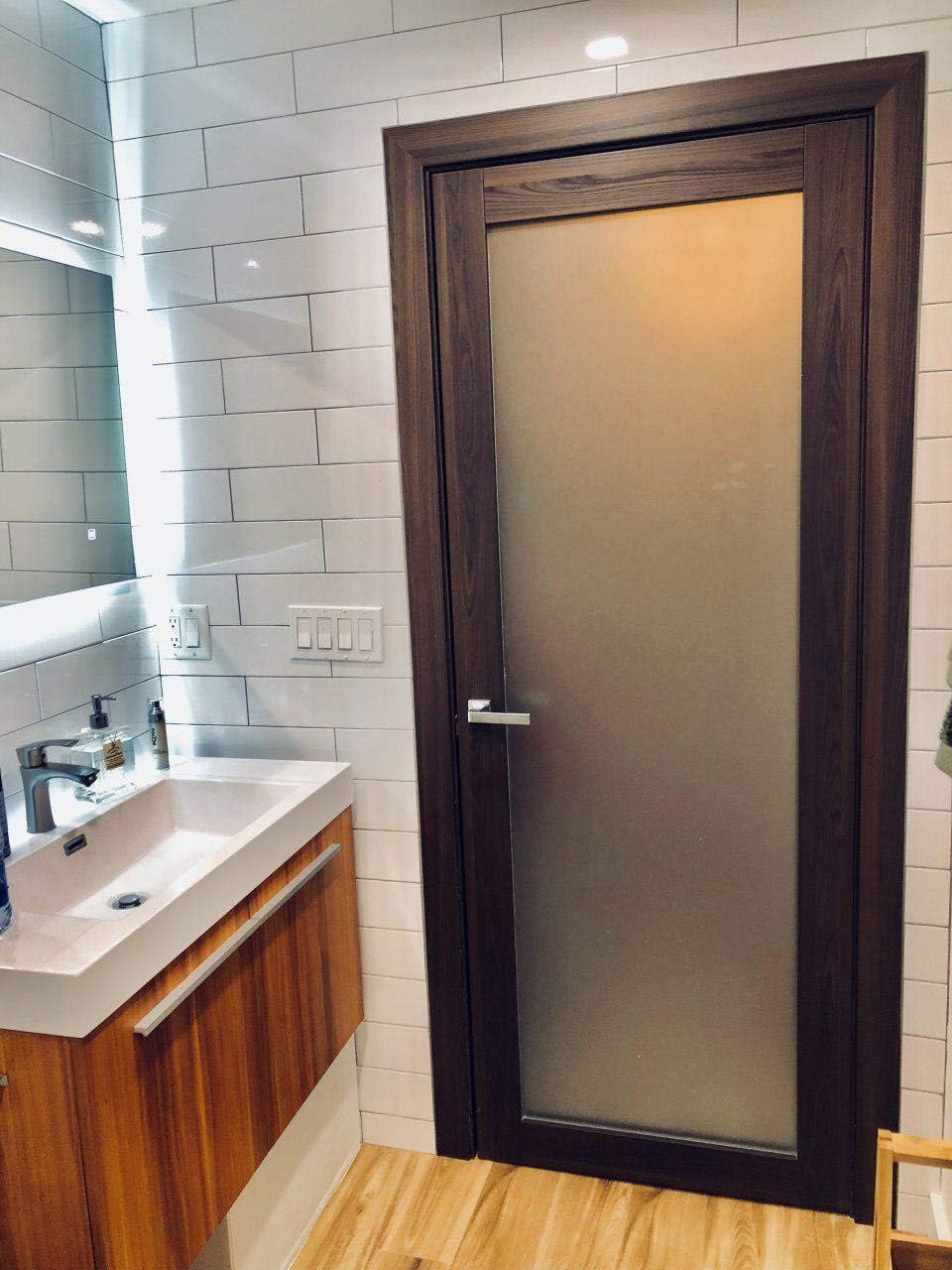 Frosted Glass Door Panel Slab 32 x 84 Solid Wood Core Interior Door E779392