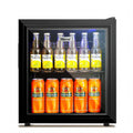 Mini Fridge with Glass Door 50 Can Cooler with Wine Rack, Stainless Steel Look J1212