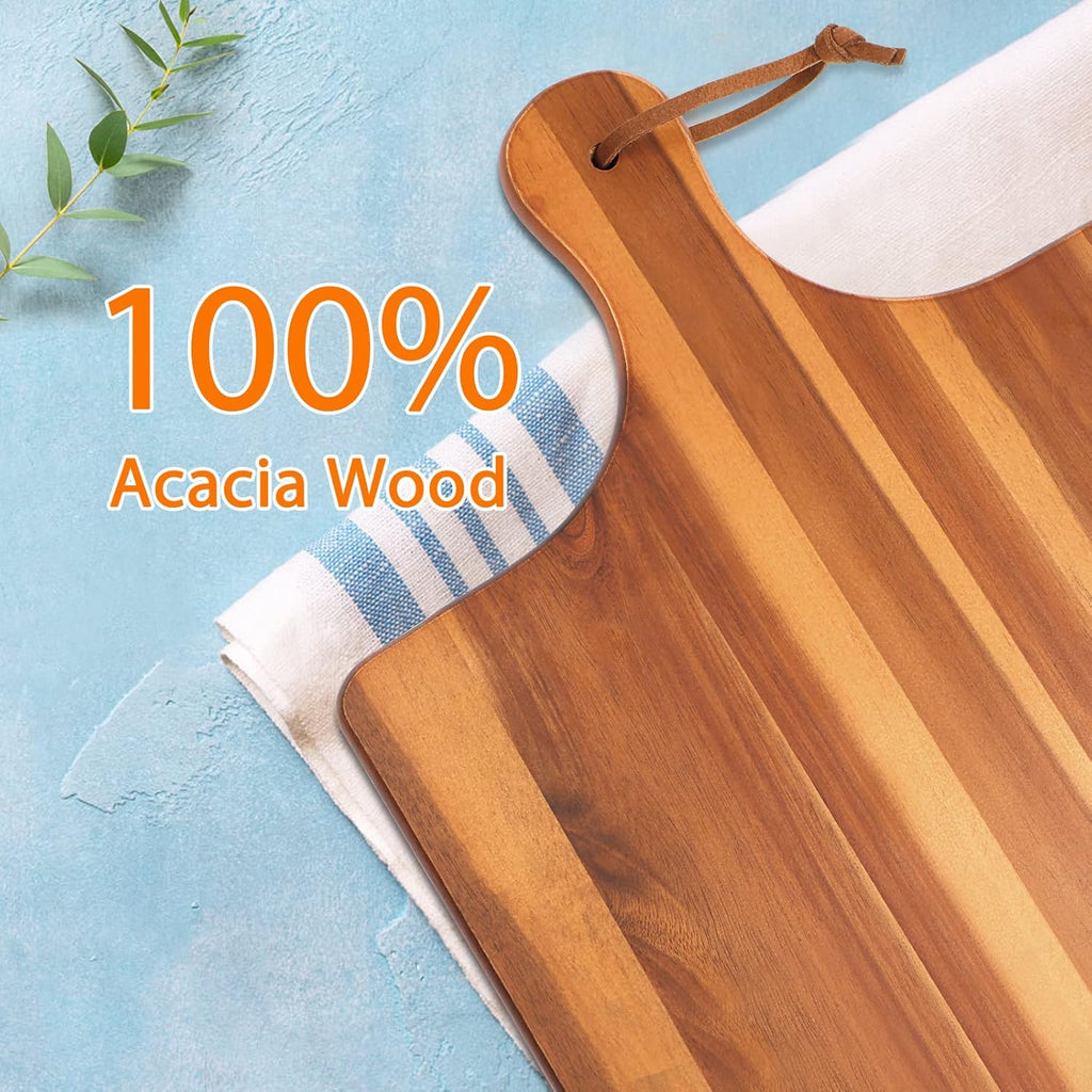 Acacia Wood Cutting Board with Handle 17"X11" H432