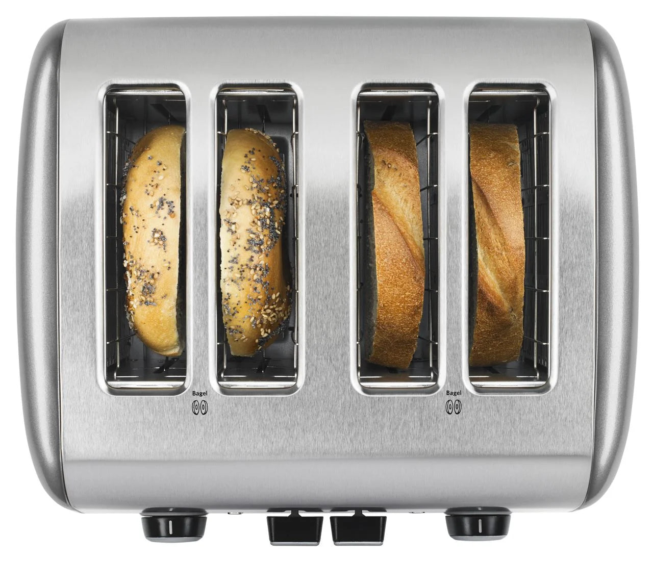 Brushed Stainless Steel 4-Slice Toaster with Manual High-Lift Lever F953