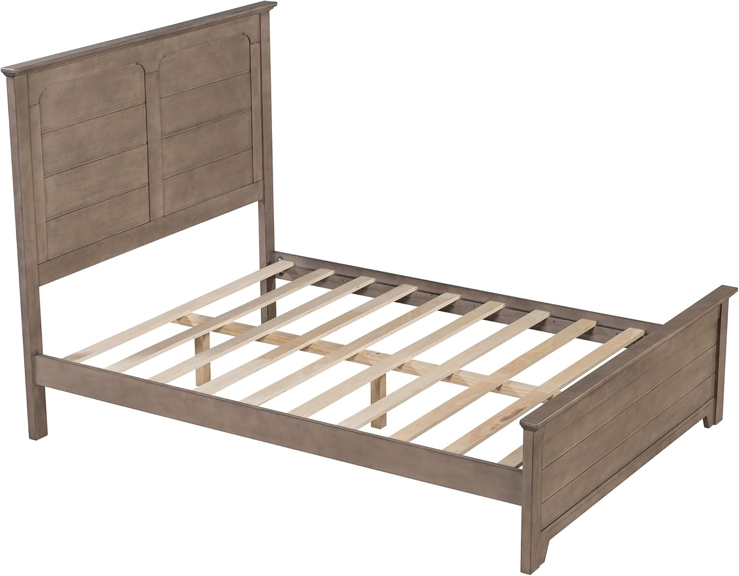 Full Size Wood Platform Bed with High Headboard and Footboard E64344