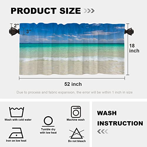Blue Ocean Tropical Beach Valances Half Window Curtain Set of 2 52x18 Inch S7525