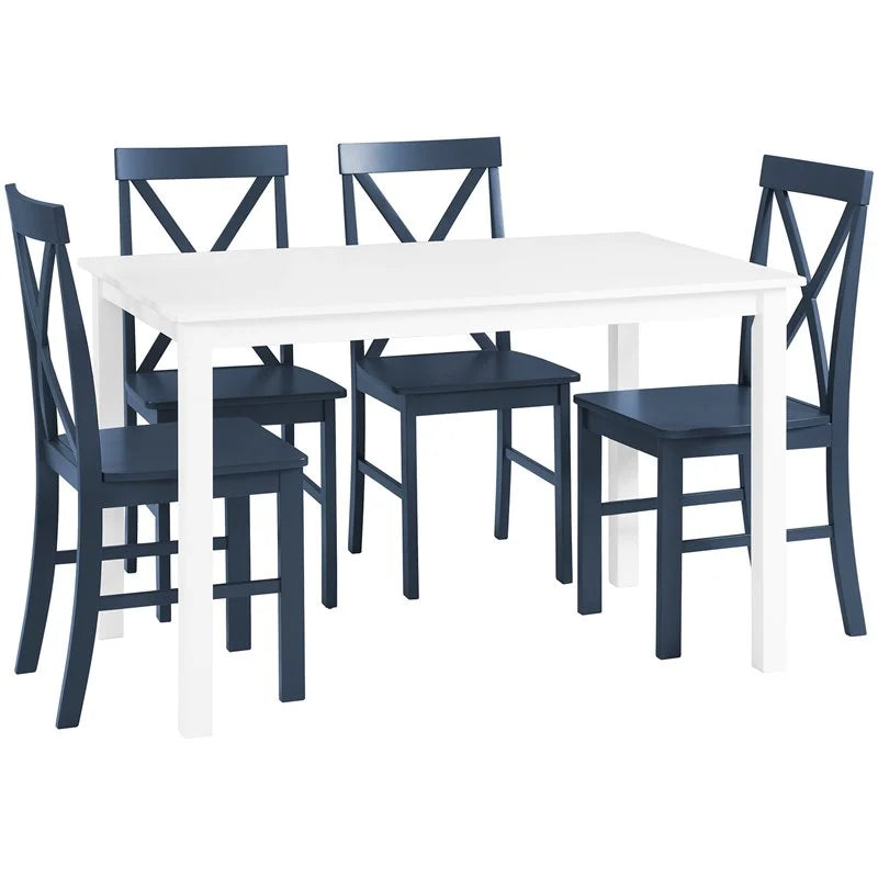 5-Piece Engineered Wood Dining Set in White/Navy R981628