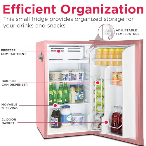 Pink/Coral 3.2 cu. Ft Retro Bar Fridge Refrigerator D3417
