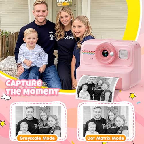 1080P HD Kids Instant Print Camera with 3 Rolls Print Paper & 32GB Card (Black) H258