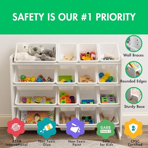 16 Removable Bins Grey White Toy Storage Organizer O894168