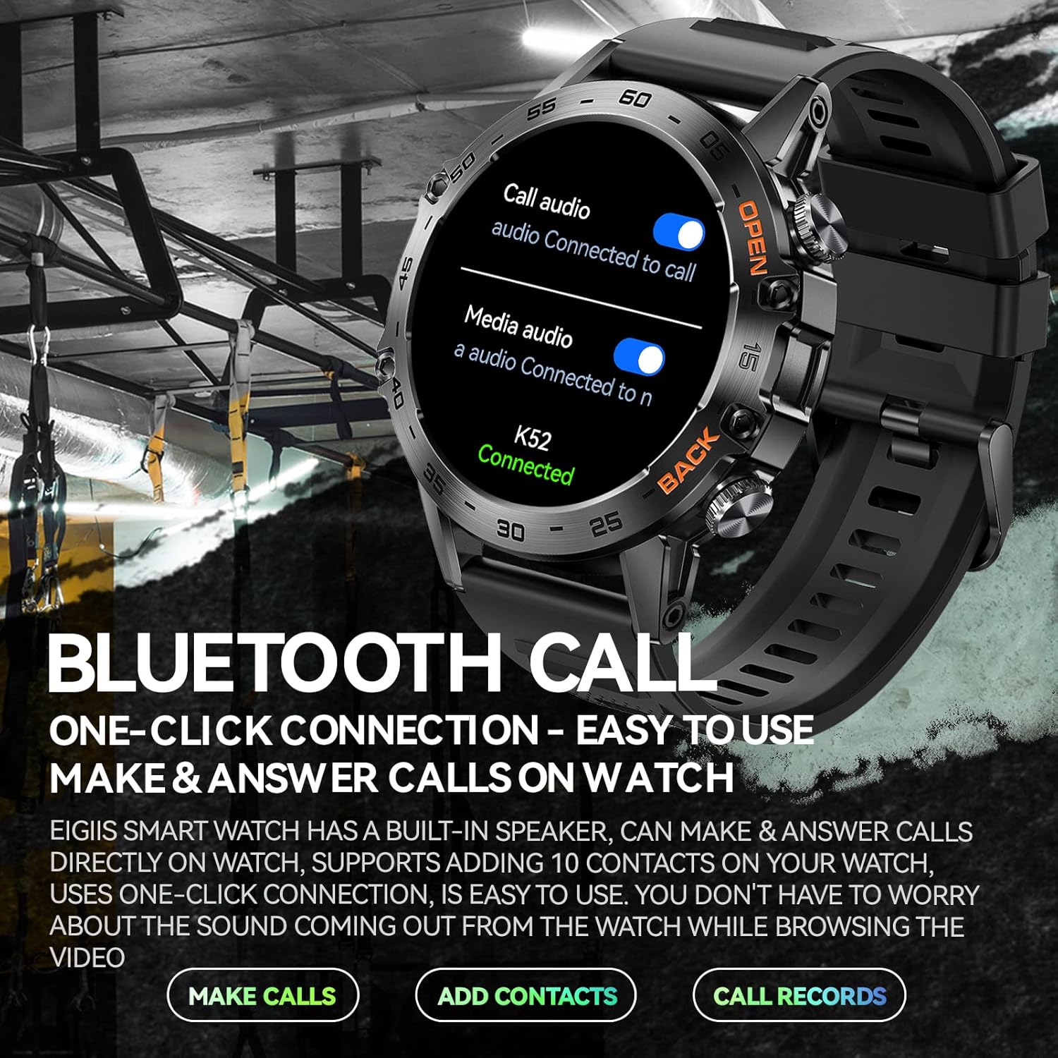 Rugged Tactical Smartwatch 1.39'' HD Screen Black Z4622