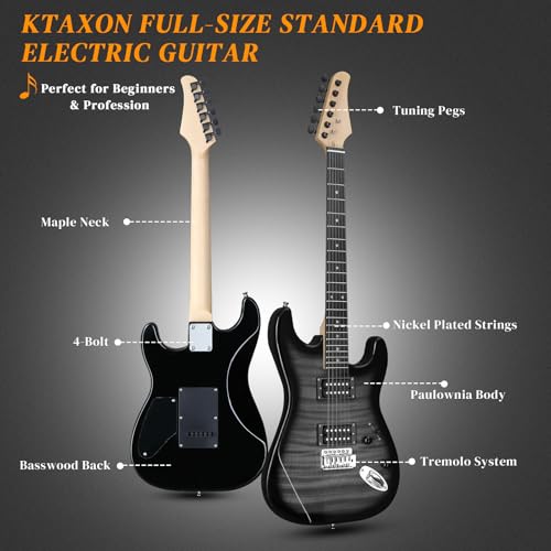 39 Inch H-H Pickups Electric Guitar Set with 20W Amplifier, Bag, Strap, Cable, Accessories Y362