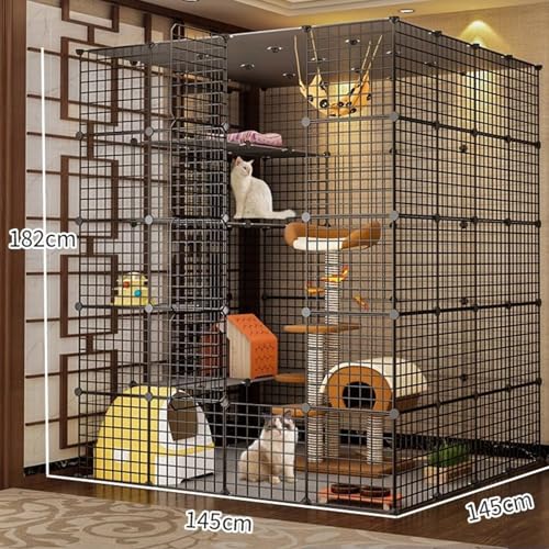 Large Cat Cage with Balcony Detachable Metal Wire Kennels Crate N5434