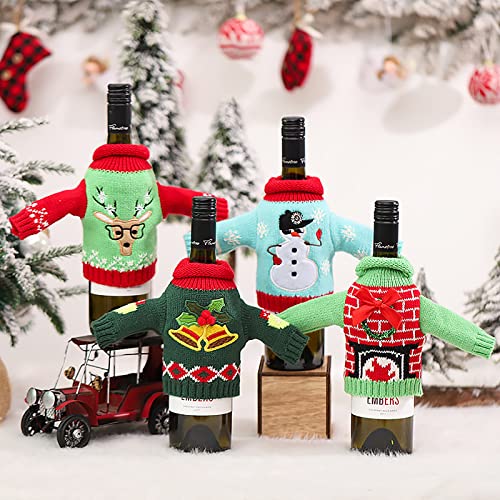 4 Pack Knitted Christmas Wine Bottle Covers S1965