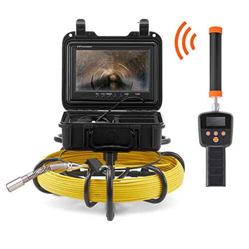 9" Pipeline Inspection Camera with 512Hz Locator, 165 ft, IP68, 12 Adjustable LEDs, 16 GB SD Card Y90385