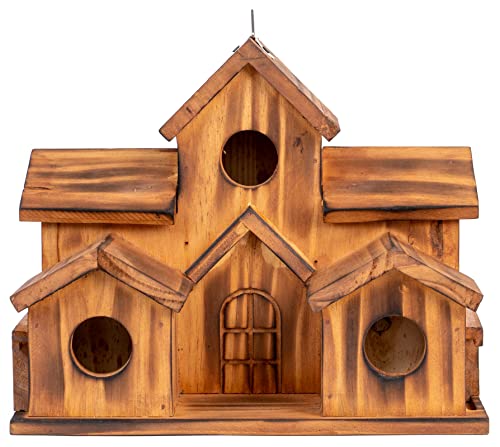 Brown Set of 1 Hanging Birdhouse Z80028