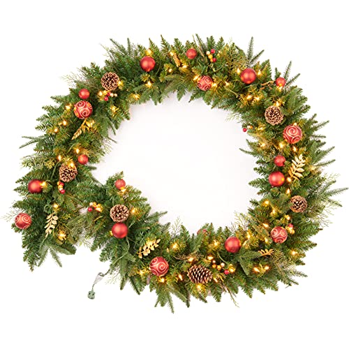 Pre-lit 9 Ft Christmas Garland with 50 Led Lights W859286