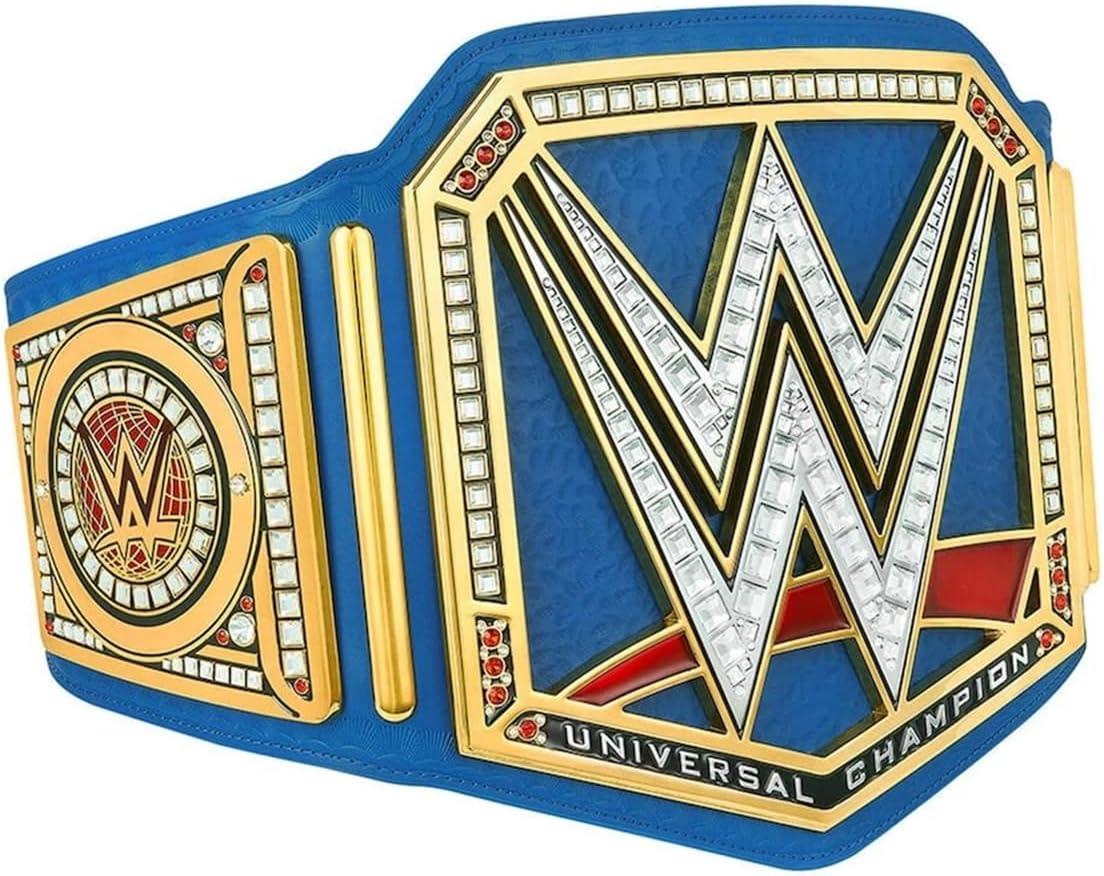 Blue Universal Championship Title Belt with Metallic Sideplates and Adjustable Strap R11404