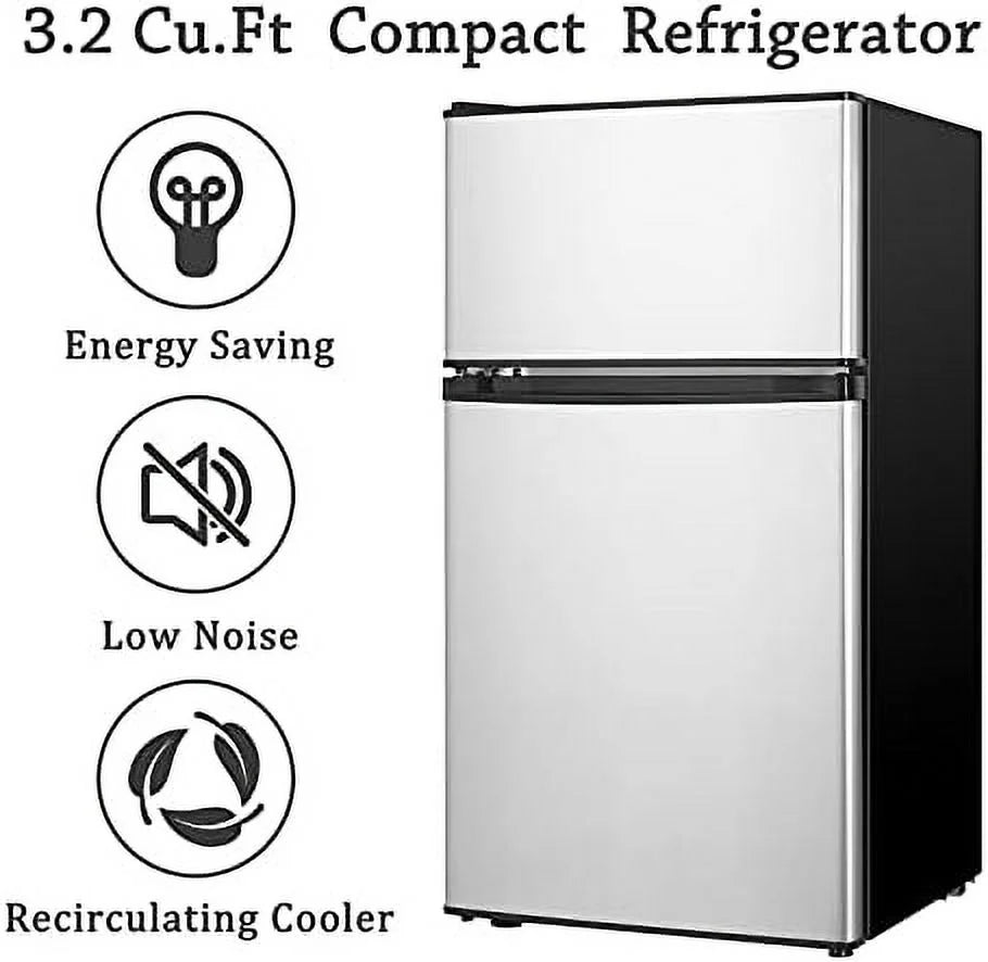 3.2 Cu.ft Mini Fridge with Freezer 2 Door Compact Refrigerator (Black) R57173