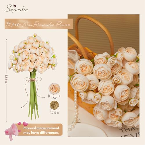 18 Pcs Artificial Silk Ranunculus Bouquet Wine Red S54964
