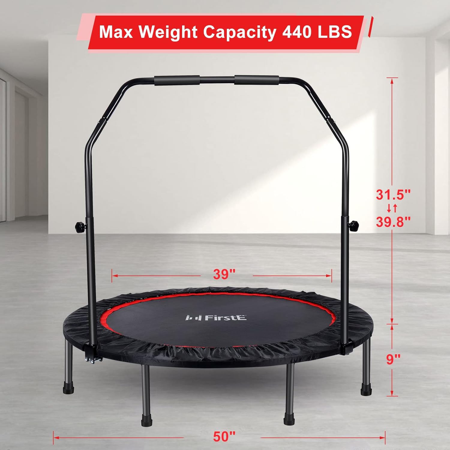 50" Foldable Fitness Trampoline with Adjustable Foam Handle C36388
