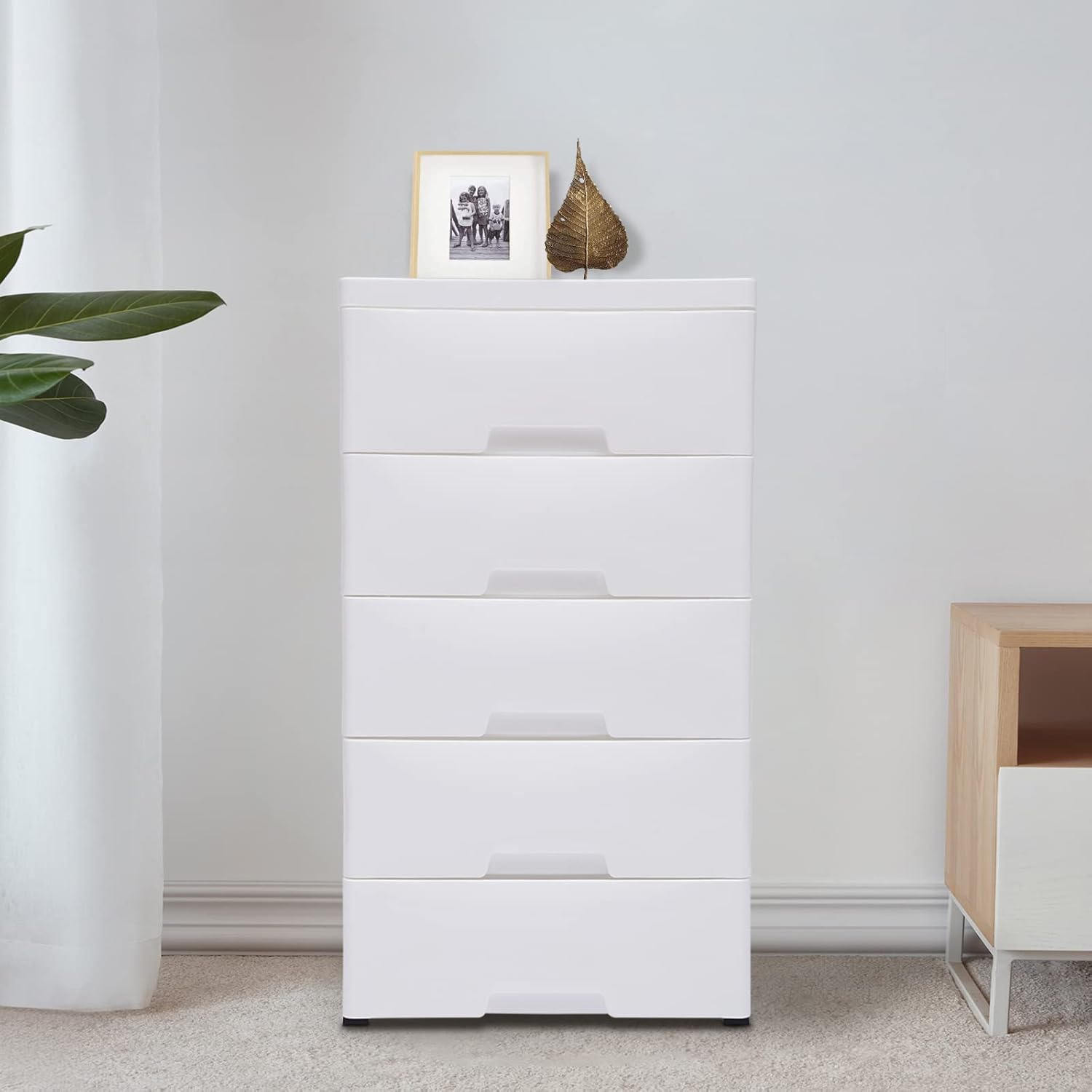 White 5 Drawer Plastic Rolling Storage Cabinet M845700