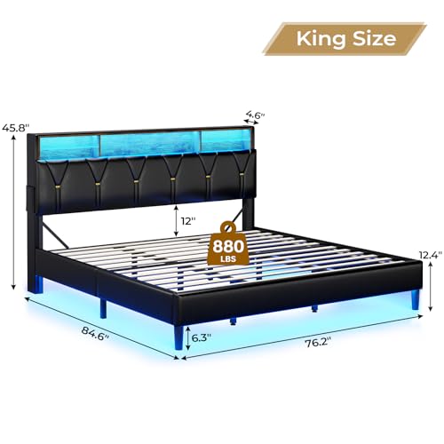 Creamy White Velvet Upholstered Full Size Bed Frame with Headboard Storage and LED Lights L3297