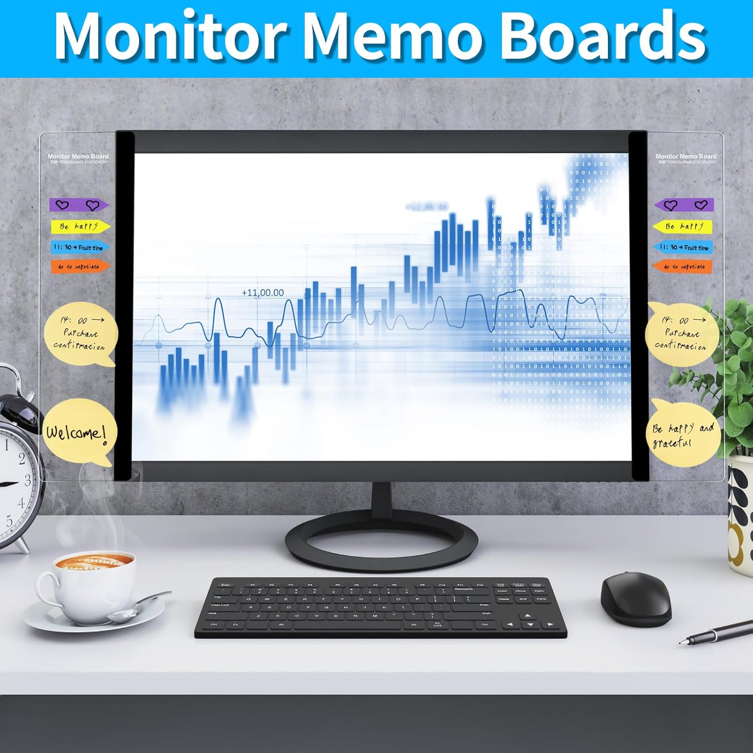 4PCS Acrylic Computer Monitor Memo Board E7239
