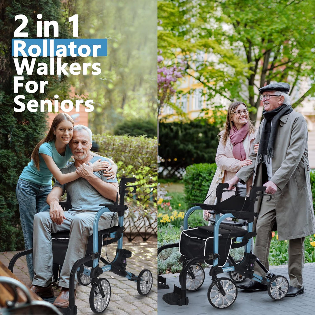 4 Wheel Rollator Walker Chair with Seat and Footrest F5340