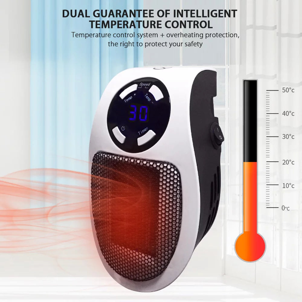 500W Plug-in Space Heater with Adjustable Thermostat and Timer A944903