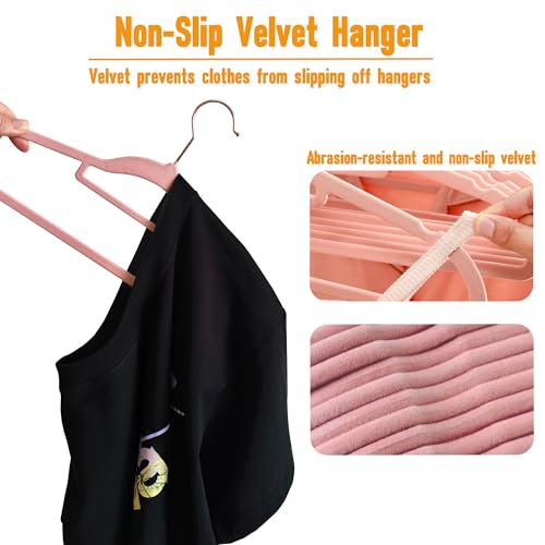 Pink Velvet Hangers 50 Pack 16.5 in with Tie Bar Y690
