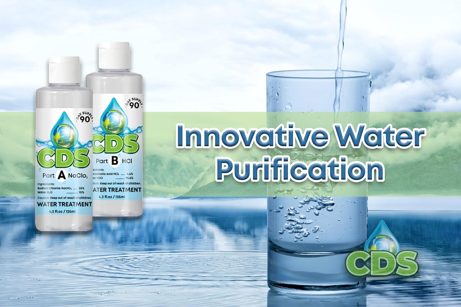 Chlorine Dioxide Water Treatment 8 oz Kit with Sodium Solution and 4% HCL A756687
