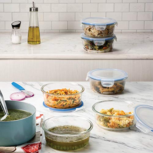 12-Piece 35oz Glass Food Storage Containers Set with Hinged Locking Lids K529122