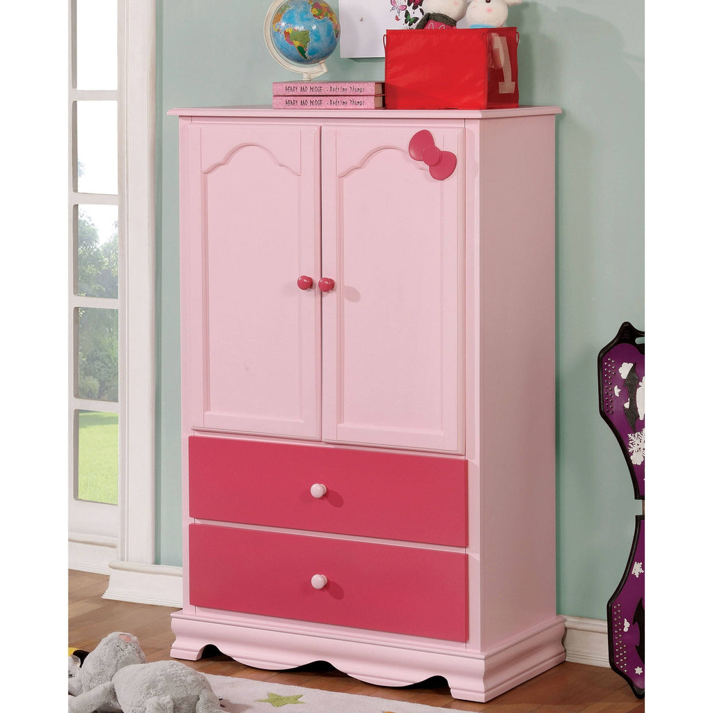 Pink Solid Wood Youth Armoire D77672
