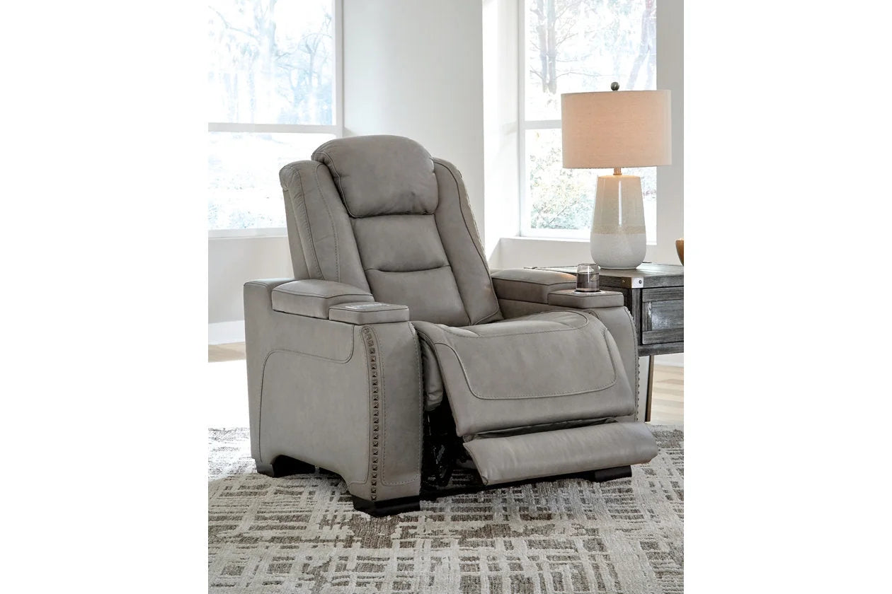 Gray Leather Power Recliner H686309