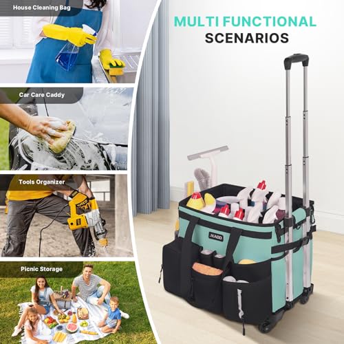 Blue-Green Waterproof Rolling Cleaning Caddy with Detachable Trolley C3853