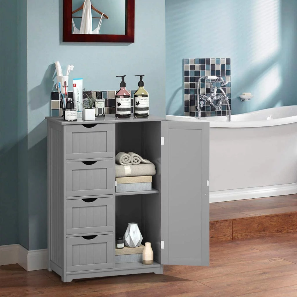 Gray Floor Cabinet with 4 Drawers & 1 Cupboard L81248