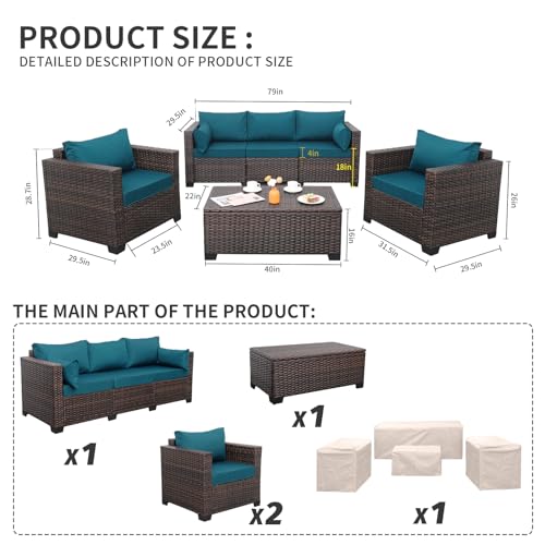 4-Piece Brown PE Wicker Patio Conversation Couch with Storage Coffee Table M8746