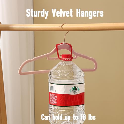 Pink Velvet Hangers 50 Pack 16.5 in with Tie Bar Y690