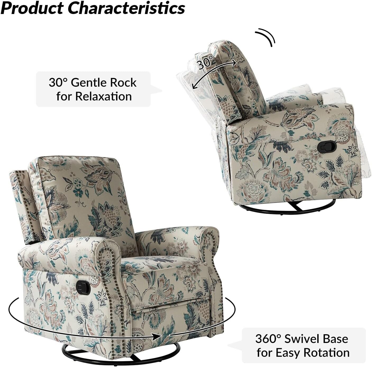 Farmhouse Upholstery Recliner with Rolled Arms Y488003