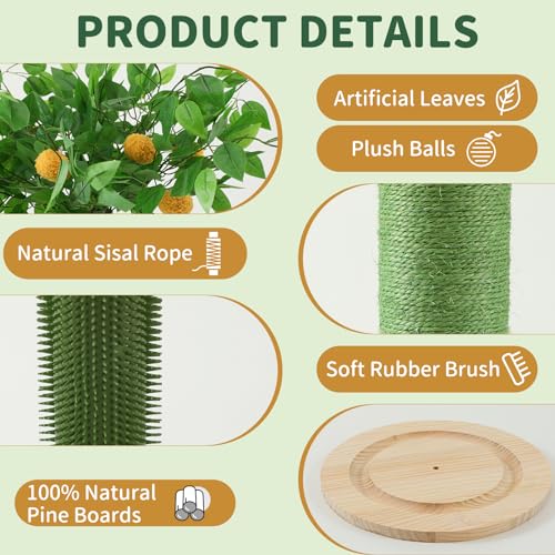 45 Inch Tall Cat Scratching Post with Sisal Rope J395