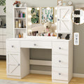 White 45" Makeup Vanity Desk with Lighted Mirror & Jewelry Cabinet, 5 Drawers Q271