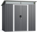 6' x 4' Outdoor Metal Storage Shed with Sliding Doors Dark Gray P6142