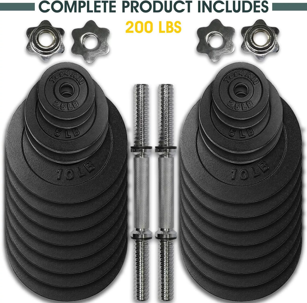 200 lbs Adjustable Cast Iron Dumbbell Set Y71243