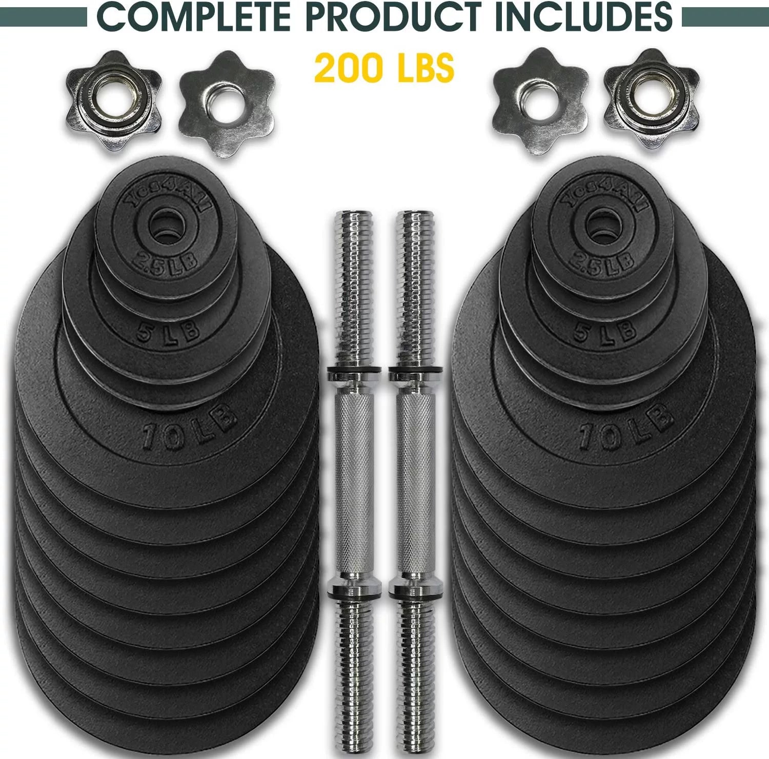 200 lbs Adjustable Cast Iron Dumbbell Set Y71243