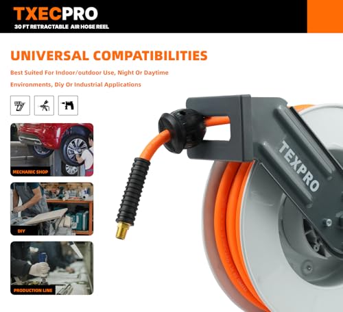 3/8 IN x 30 FT Hybrid Air Hose Reel, 300 PSI Q8156