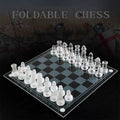 Solid Glass Chess Pieces with Padded Bottom Crystal Chess Board Play Set - 20x20cm G264